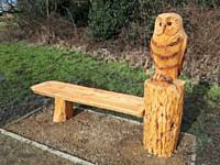 The Owl bench. Note the small mouse grasped in the owls claw